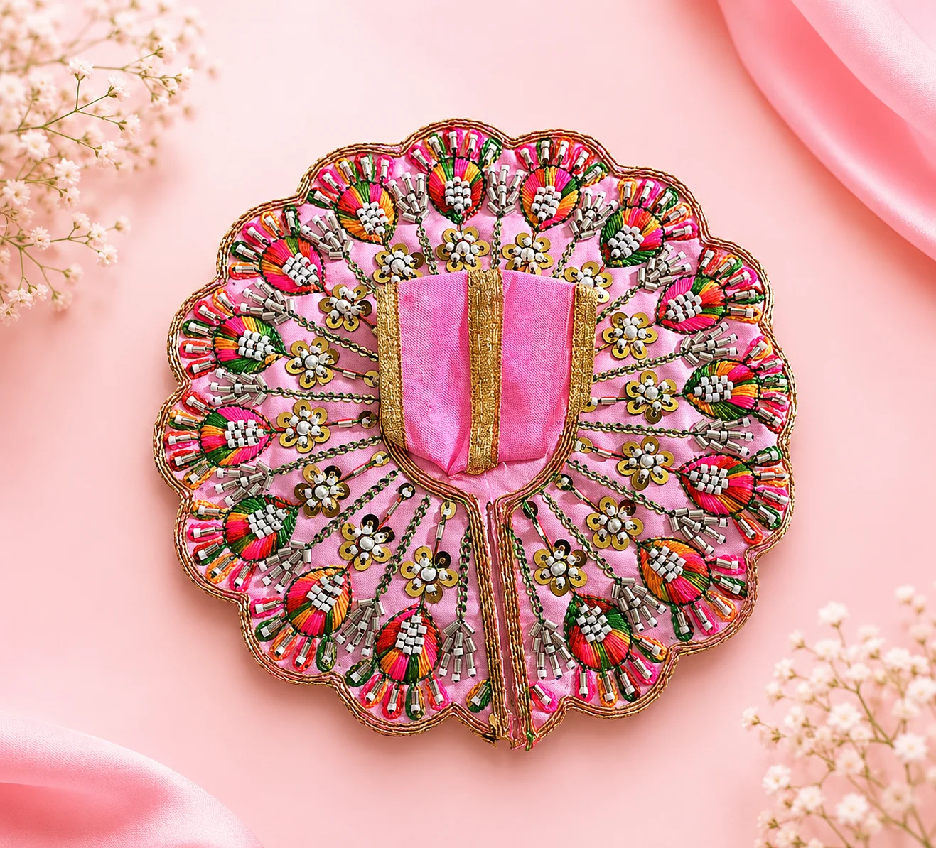 Multicolor Beadwork Embroidered Poshak (Size 3)
